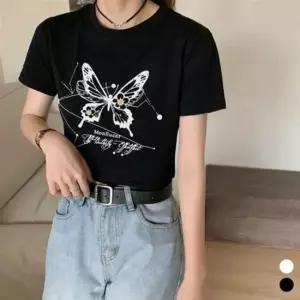 스터닝팩토리 나비 로고프린트 크롭핏 숏티 상티 스테디 숏기장티하프슬리브 크롭티 크롭반팔티