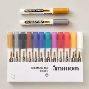 모나미 프로 페인트마카 12색 유리용마카 필기도구 유성매직 유리용펜 hE26CA 필기류 데코펜