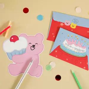 곰돌이 젤리 베어 모양 편지지 01 Birthday 생일 축하 캐릭터 카드