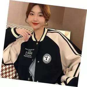 여성 루즈핏 프린팅 야구점퍼 디자인