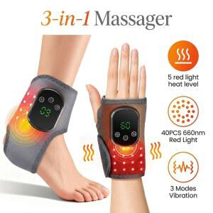 무선 적색광 가열 발목 손목 마사지기 40개 660nm LED 비드 발 손 진동 마사지 발목 보호대 손목밴드 릴렉스 케어 의료X
