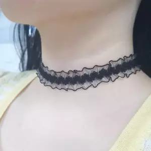 블랙 프릴 레이스 초커 패션 목걸이 포인트 악세서리 레이스초커 검정초커 소품샵