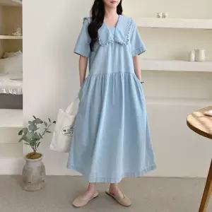세일러 다솜결 반팔 롱 원피스 오피스룩 데일리룩