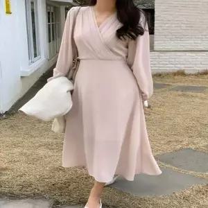 여자 스커트 긴팔 하객룩 랩 셔링 원피스 치마_X
