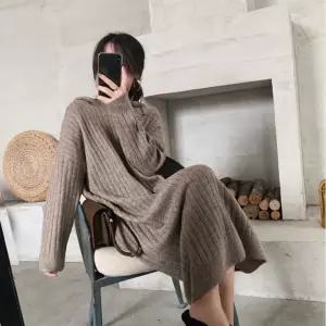 루즈핏 원피스 롱 여자 니트 후드 왕골지 데일리