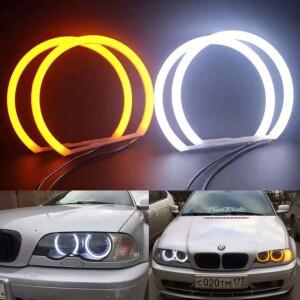 화이트 앰버 엔젤 아이 헤일로 링 DRL 자동차 조명, BMW E36, e46 용, 코튼 라이트, 131mm x 4, 신제품