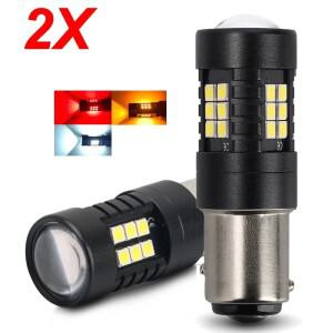 2X 자동차 Led 전구 S25 R10W R5W 1156 BA15S P21W BAY15D 7443 T25 T20 반전 램프 6000K