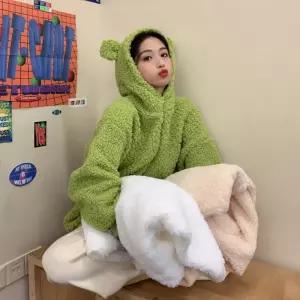 딜로그? 양털후리스 곰돌이후드 뽀글이자켓 오버핏