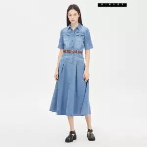 시슬리 임지연 착용 허리 밴딩 데님 셔츠형 원피스 SAOPC6531