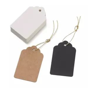 DIY 종이 태그 5*3cm 크래프트 갈색 블랙 화이트 100개