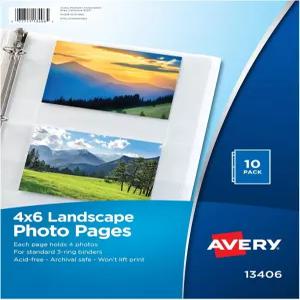 Avery 투명 사진 앨범 페이지 3권 링 바인더용 10개의 슬리브 포함 총 40장 수용 가능 가로 4인치 x 세로