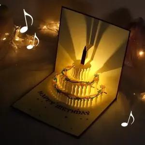 led 조명 멜로디 축하 카드 입체카드 해피벌스데이 생일카드 팝업 케이크 음악 생파
