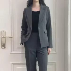 여자 포켓 원버튼 정장 오피스룩 롱카라넥 자켓_X