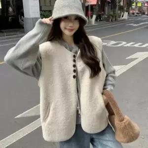 여성 양털조끼 후리스 뽀글이 흰색 베스트 무스탕_X