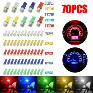 70개 T5+T10 5050 SMD 자동차 LED 계기판 클러스터 대시 라이트 표시등 전구