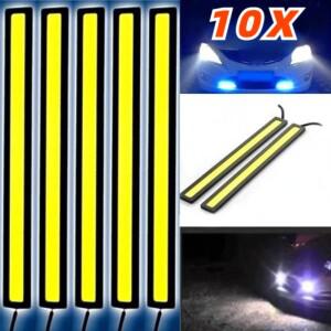 10PCS 17CM LED DRL 방수 운전 주간 주행 등 스트립 12V COB 자동차 알루미늄 줄무늬 조명