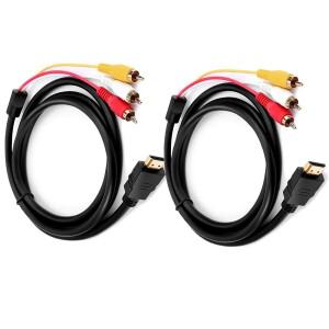HDMI to RCA 케이블, 1080P 5피트 Male 비디오 오디오 AV 커넥터 어댑터 TV HDTV DVD용 단방향 송신기