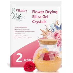 Viktairy 2LBS 실리카겔 꽃 건조 결정 브러시 및 사용 설명서 포함 가능한 보존 키트 색상 표시 건조제 DIY
