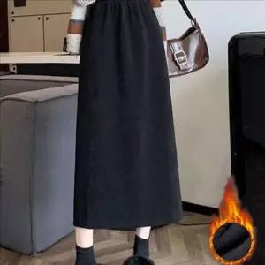 [라일리여성의류] Rly 따뜻한 기모 안감 롱 스커트 코듀로이 밴딩 롱스