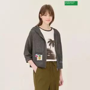 베네통 메쉬 자카드 크롭 니트 가디건 BAKCA5631