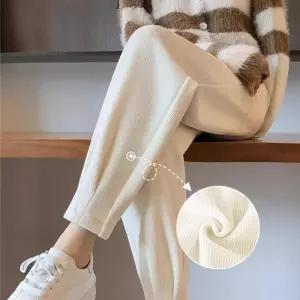 [라일리여성의류] Rly 포근한 배기핏 기모 코듀로이 밴딩팬츠