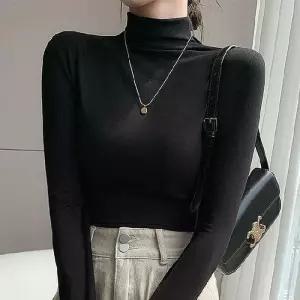 [라일리여성의류] Rly 여성 반폴라 슬림 데일리 긴팔 목티 티셔츠
