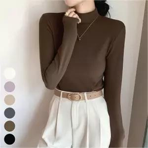 [라일리여성의류] Rly 반폴라 긴팔 여성 하프넥 목티 겨울 기본 이너