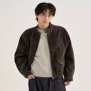 스웨이드 바이커 자켓_브라운