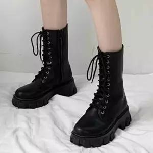 여자용 집업 레이스업 부츠 미들 워커 캐주얼 트렌드