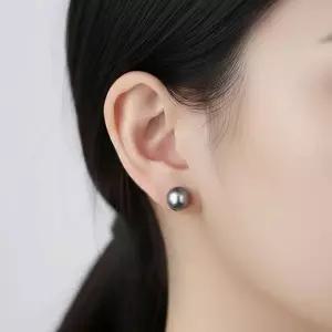 S925 스터디셀러 우아한 광택의 핵진주 2종 이어링 흑진주