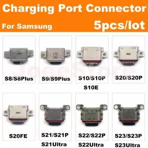 5pcs USB 충전 포트 잭 독 커넥터 삼성 호환 S23 S22 S10 S20 S21 Ultra S8 S9 Plus Type-C 충전기 플매트