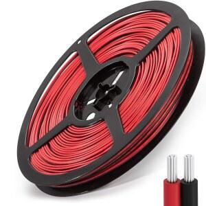 JACKYLED 65.6피트 연장 케이블 와이어 코드 20미터 22AWG LED 스트립용 | 22/2 저전압 연장 검정 및 빨강 조명 스트립 스피커 초인종 전기 시스템 연결용