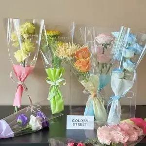 10pcs 단일 장미 슬리브 꽃 포장 가방 꽃다발 발렌타인 데이에 대 한 명확한 셀로판 포장지