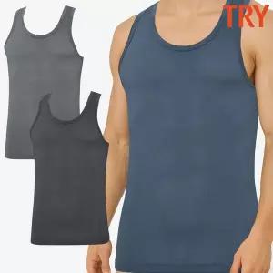[TRY]트라이 남자인견런닝 유색 메리야스 시원한 쿨 냉감 여름 민소매 런닝구 3매입 세트