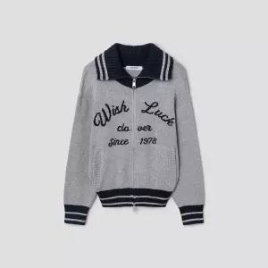 에잇세컨즈 칼라배색 레터링 카디건 라이트 그레이 35515ALY52 4744359