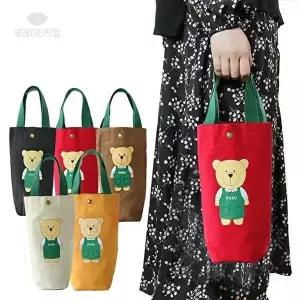 [셀러허브 패션]뷰레이터닷컴 곰돌이 캔버스 미니 손가방 토트백 (8318548A)