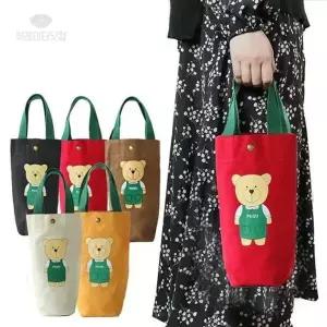 뷰레이터닷컴 곰돌이 캔버스 미니 손가방 토트백 (8318548A)