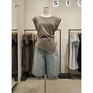 이월수량 시슬리 턴업 슬리브 언발 티셔츠 SATSC7631 2806388