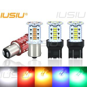 IUSIU 2PCS 플래시 P21W 1156 BA15S 스트로브 Led 전구 BAY15D T20 7440 빨간색 자동차 중지 테일 브레이크