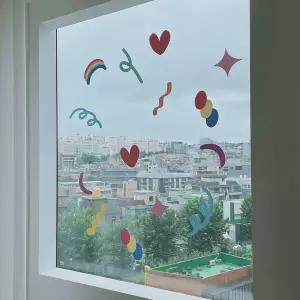[갓샵]유리창 드로잉 창문 거울 스티커 시즌2 4type [리무버블 윈도우 현관문 카페 가게 벽 데코 포인트 스