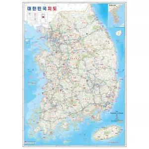 지도 롤러코팅 여행용 전국 도로망 확대 인쇄 학습도구 대형지도 여행준비