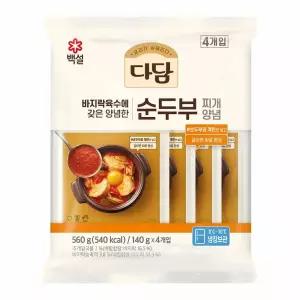 CJ 다담 순두부찌개양념 140gX4번들 엄마손맛 자취 맛도리 쉬운요리 감칠맛 소스