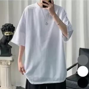 무지티 베이직 남자 큰 레이어드 반팔티 무지 옆트임 오버핏