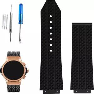 XIW 호환 남성용 19mm×25mm×22mm Hublot 빅뱅 고무 시계 밴드 교체용 실리콘 허리밴드 스트랩 여성 팔찌