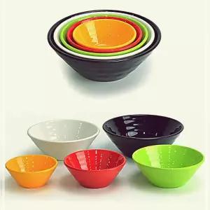 멜라민 분식 대접 국그릇 탕 12.7x5.4cm 5호 노랑 학교 관공서 잔치국수 라면 미소 어묵 소면 볼 작은면