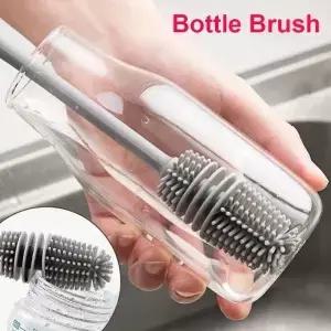실리콘 우유병 브러시 컵 스크러버 유리 세척기 주방 청소 도구 긴 손잡이 음료병 유리컵
