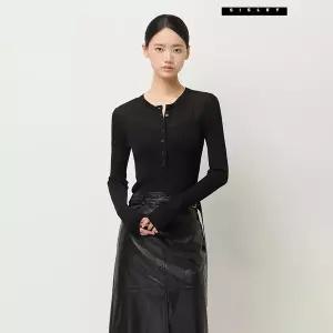 [시슬리] 헨리넥 슬림 골지 탑 5F_19EQM2024