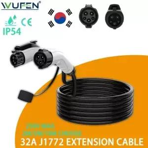 WUFEN 32A 2M/5M/10M 전기 자동차 J1772 연장 코드 충전 케이블 SAE 암 플러그 유형 1 수 PLug
