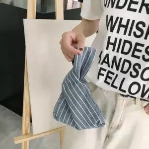 쇼핑백 백 쇼퍼백 에코백 은창]스트라이프 장바구니 캔버스 손목 토트백 휴가 여성 가방