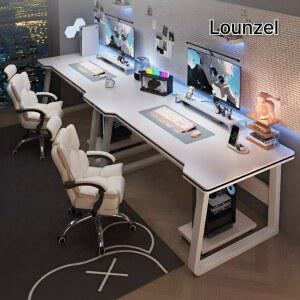 LOUNZEL 2인용 컴퓨터책상 누마 L자 피씨방 2단선반 160CM 커플 K형 게이밍